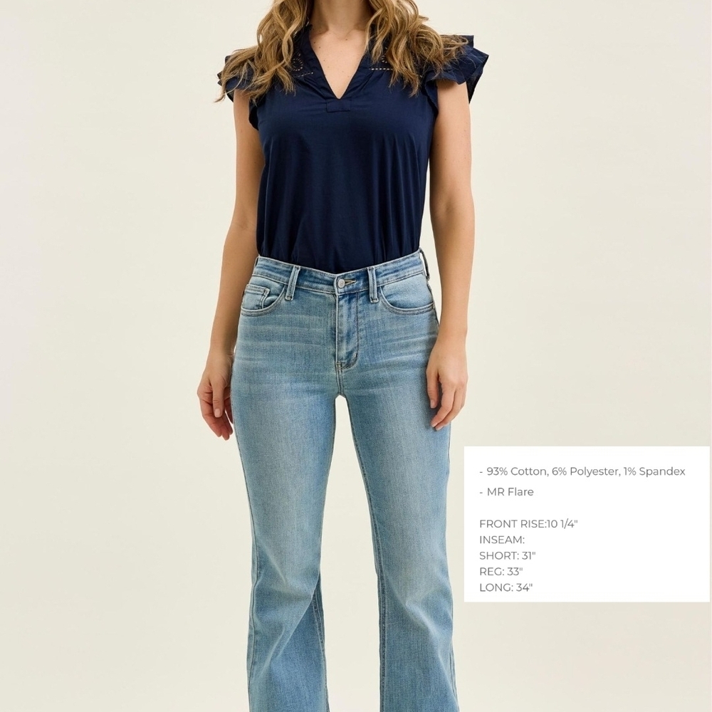 Women's Light Blue Mid-Rise Flare Jeans